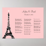 A torre Eiffel cintila rosa da carta do assento Poster