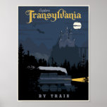 A Transilvânia pelo poster de viagens do trem