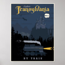 A Transilvânia pelo poster de viagens do trem