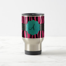 A zebra cor-de-rosa listra o monograma caneca