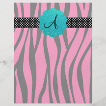 A zebra cor-de-rosa listra o monograma panfleto personalizado