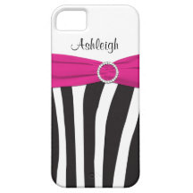 A zebra cor-de-rosa, preta, branca listrou a caixa capa de iPhone 5 Case-Mate
