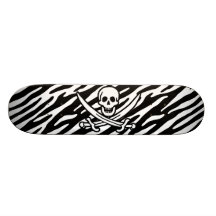 A zebra preta & branca listra o pirata alegre de R Skate Personalizado