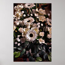Abundância (flores que saltam fora da tela) posters