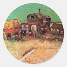 Acampamento dos ciganos com as caravana por Van Go Adesivo Em Formato Redondo
