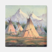 ACAMPAMENTO INDIANO do TIPI por SHARON SHARPE Imã De Refrigerador