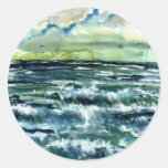 acena a arte do seascape collectible adesivos redondos