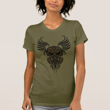 Adoce o crânio com máscara de gás & asas (o marrom camisetas
