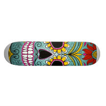 Adoce o dia do crânio do morto com ornamento flora skates