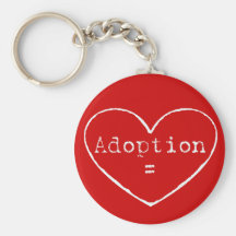 Adopção = amor no branco chaveiros