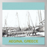 AEGINA, HOMEM DE GREECE~OLD NO BARCO COM FRASCOS POSTER