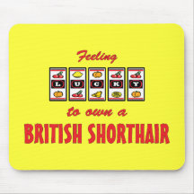 Afortunado ao próprio um design britânico do gato  mousepad