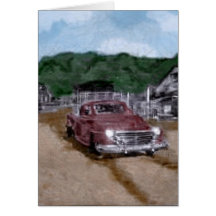 Aguarela da cidade do vintage cartoes