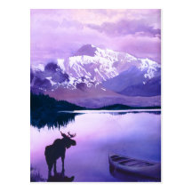 "Aguarela dos alces da majestade das montanhas rox Cartão Postal