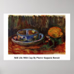 Ainda vida com o copo por Pierre-Auguste Renoir Pôsteres