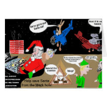 Ajuda para salvar o papai noel do buraco negro! cartoes