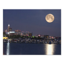 Ajuste super da lua em Cleveland, Ohio Impressão De Fotos