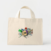 Alaúde e plantas coloridos naturais bolsas