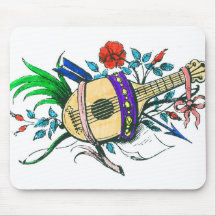 Alaúde e plantas coloridos naturais mousepads