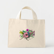 Alaúde e plantas do rosa do Victorian do vintage Bolsa Para Compras