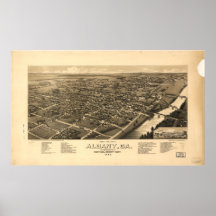 Albany Geórgia 1885 mapas panorâmicos Posteres