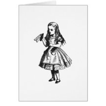 Alice com "bebida mim" garrafa cartões