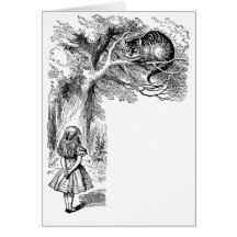 Alice no país das maravilhas; Gato de Cheshire com Cartão