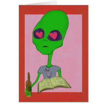 Alienígena Nerdy no cartão do dia dos namorados do