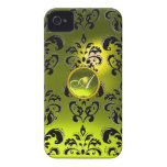 Amarelo do MONOGRAMA da GEMA do DAMASCO Capas iPhone 4 Case-Mate