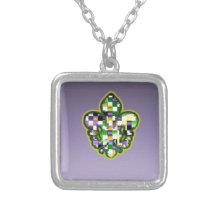 Amarelo verde roxo da flor de lis do carnaval bijuteria personalizada