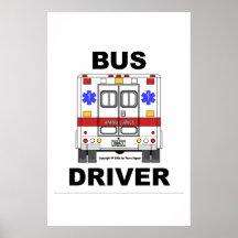 Ambulância do EMS, condutor de autocarro, poster