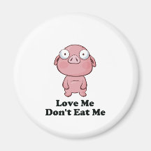 Ame-me não me comem design do porco imãs de geladeira