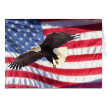 Americano Eagle e cartão de nota da bandeira