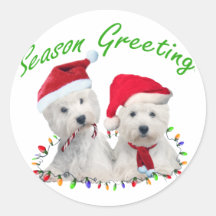 Amigos ocidentais do Natal de Terrier das montanha Adesivos Redondos