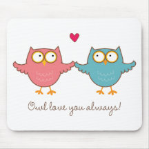 amor da coruja você mouse pads