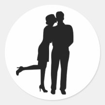 Amor do beijo do casal adesivo em formato redondo