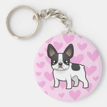 Amor do buldogue francês chaveiros
