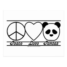 Amor e pandas da paz cartão postal
