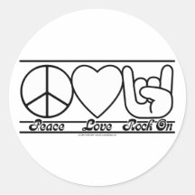 Amor e RockOn da paz Adesivo