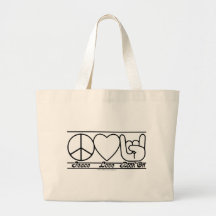 Amor e RockOn da paz Bolsa De Lona
