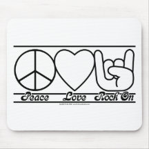 Amor e RockOn da paz Mouse Pads