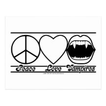 Amor e vampiros da paz cartao postal