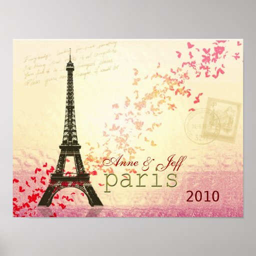 Amor na torre Eiffel de Paris Posteres
