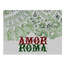 Amor Roma com laço verde Cartão Postal