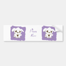 Amor roxo do cão de filhote de cachorro adesivo