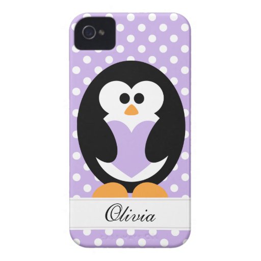 Amor roxo do pinguim iPhone 4 capas