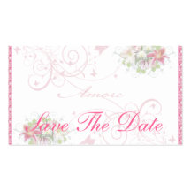 Amore floral - salvar o cartão de data cartões de visita
