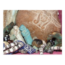 Amuletos e cartão egípcios antigos da miçanga cartões postais