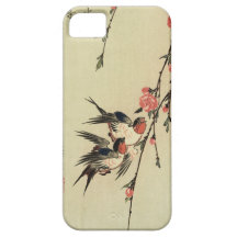 Andorinhas de Hiroshige e flores do pêssego Capas De iPhone 5 Case-Mate