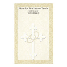 Anéis dourados com cruz, amor cristão elegante papel personalizados